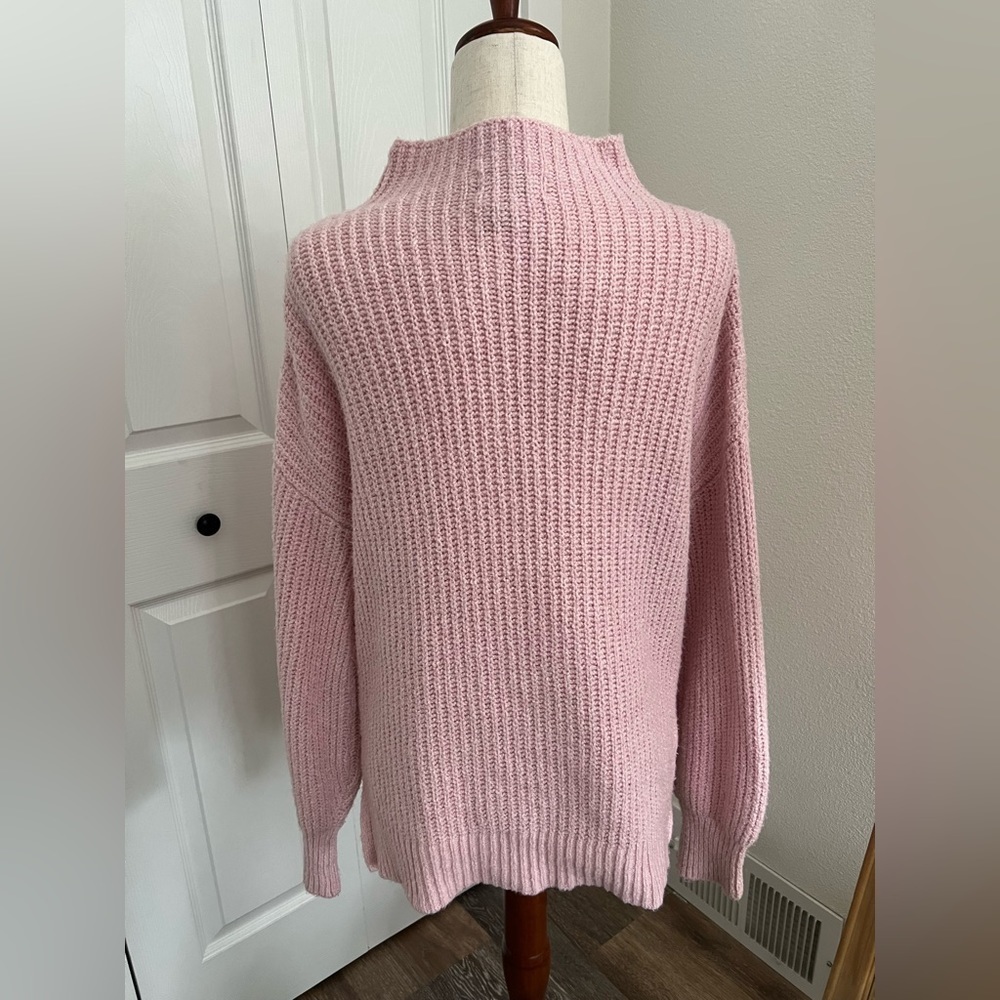 Rachel Zoe Cozy Oversized Mock Neck Chunky Knit Sweater | Blush Pink | S/M - Picture 3 of 4